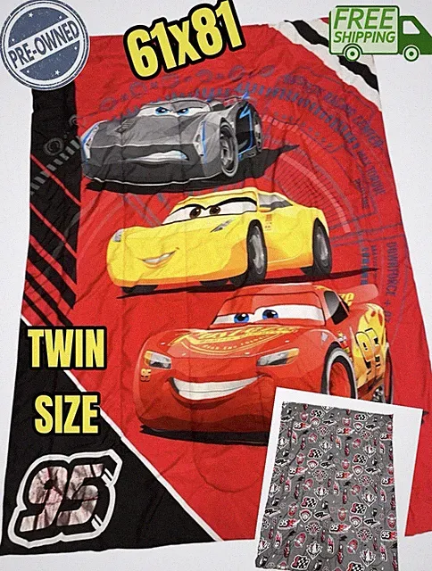 2017 Disney Pixar Cars Twin Comforter Lightning McQueen 2 Sided 61x81