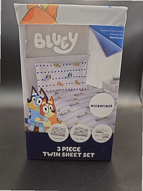 BLUEY 3pc Twin Sheet Set! 1 Fitted, 1 Flat Sheet & 1 Pillowcase #18389
