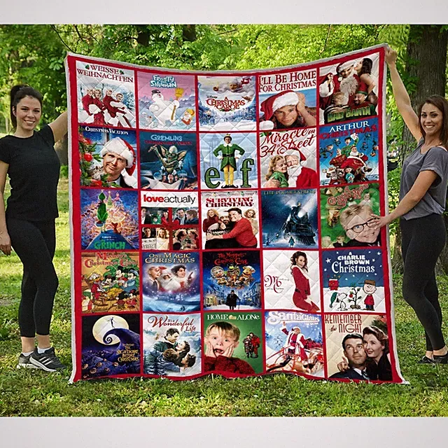 Christmas Movies Quilt, Christmas Movies Quilt Blanket Soft and Cozy Gifts