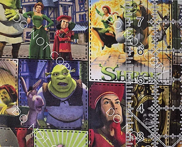 Custom 100% Cotton Woven Fabric Shrek Movie Squares By The 1/4 Yard 9x56