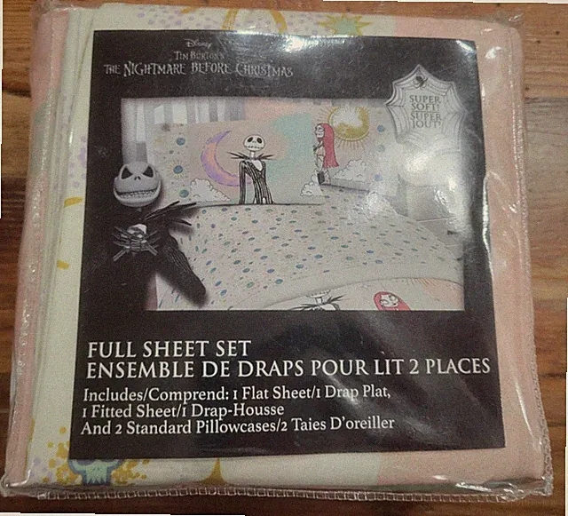 Disney Nightmare Before Christmas 4 Piece Full Sheet Set Tim Burton Sealed New