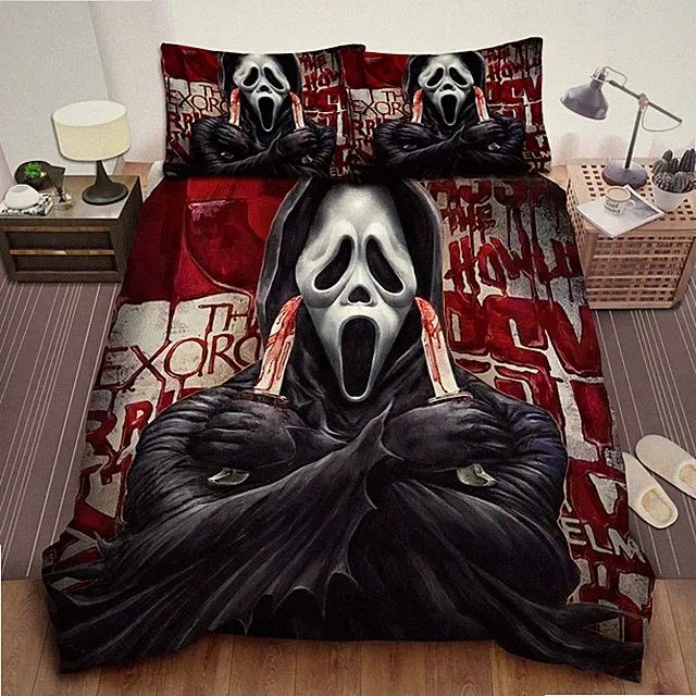 Ghostface And Letters On The Wall Full Bedding Duvet Covers Set (4pcs)