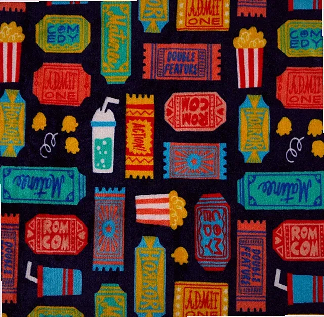Movie Night Blue Soft Plush Throw Blanket 5' x 6 ft - Big One - New