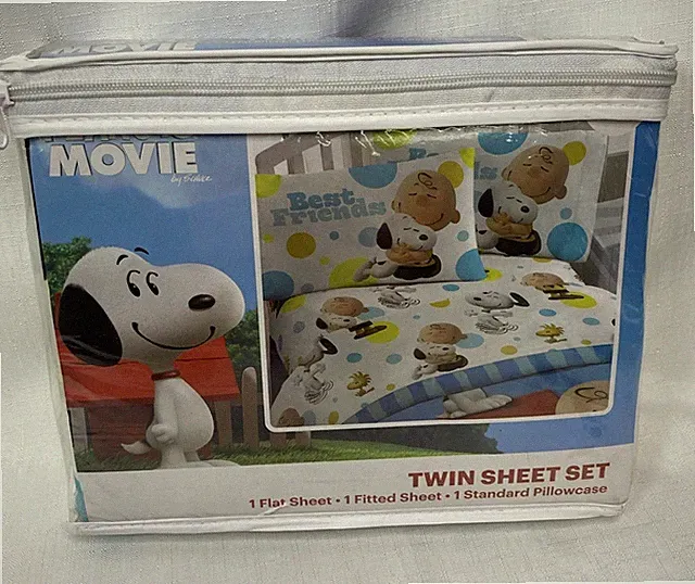 NEW The Peanuts Movie Twin Bed Sheet Set ‘Best Friends’ Charlie Brown Snoopy