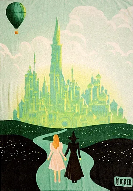 NEW - WICKED - MUSICAL - SUPER PLUSH THROW BLANKET 46" x 60" -‘ONE SHORT DAY’
