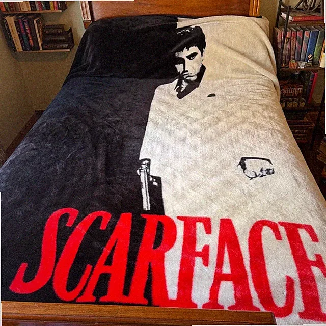 Queen Size Scarface Movie Graphic Throw Blanket Tony Montana Fleece Vintage