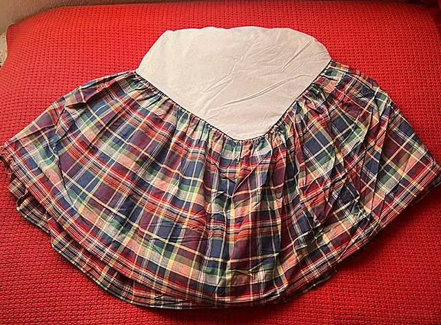RALPH LAUREN GARRISON PLAID WESTERN KING BED SKIRT 15” DROP MULTICOLOR EUC