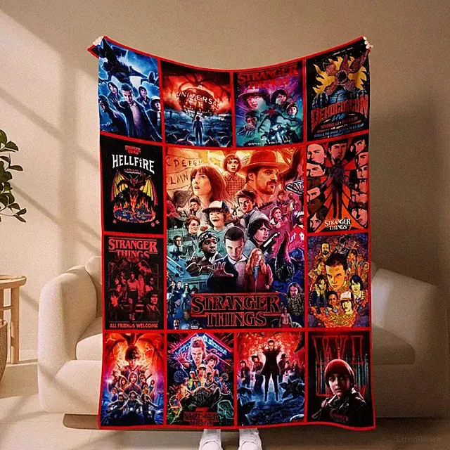 Season 5 Retro 80s Supernatural Sci-Fi Inspired Poster Style Flannel Blanket