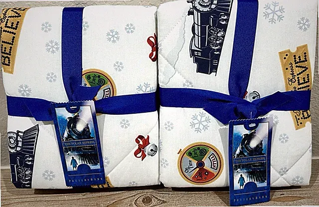 Set of 2 Pottery Barn Polar Express Train Movie Quilted Euro Shams New with Tag