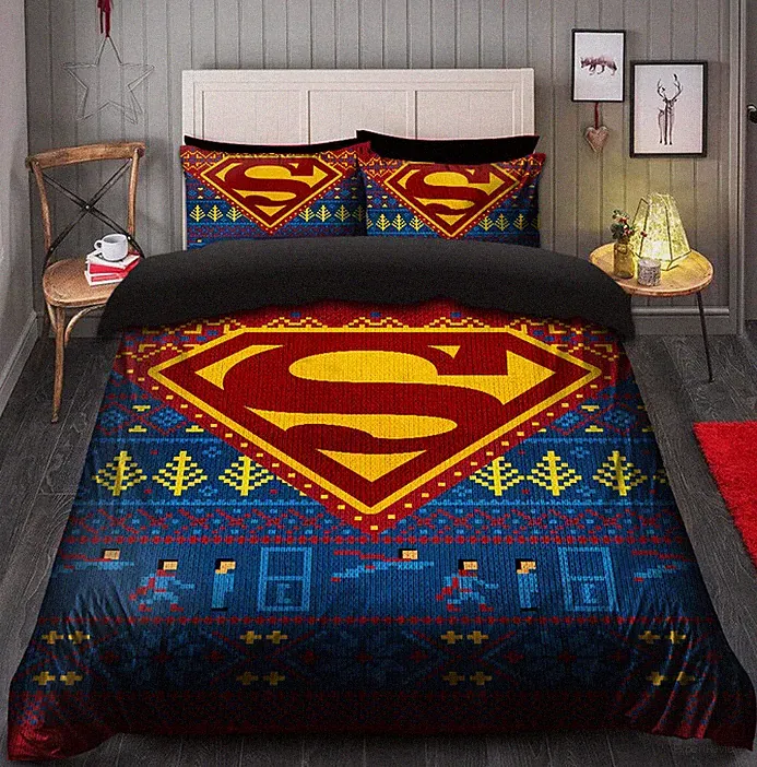 Superman Christmas Full Bedding Duvet Covers Set (4pcs)