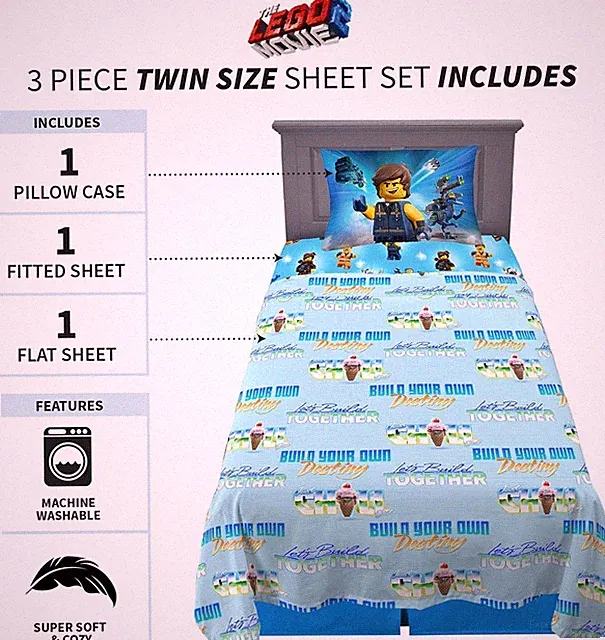 The Lego Movie 2 "Let's Build Together" 3pc Twin Sheet Set