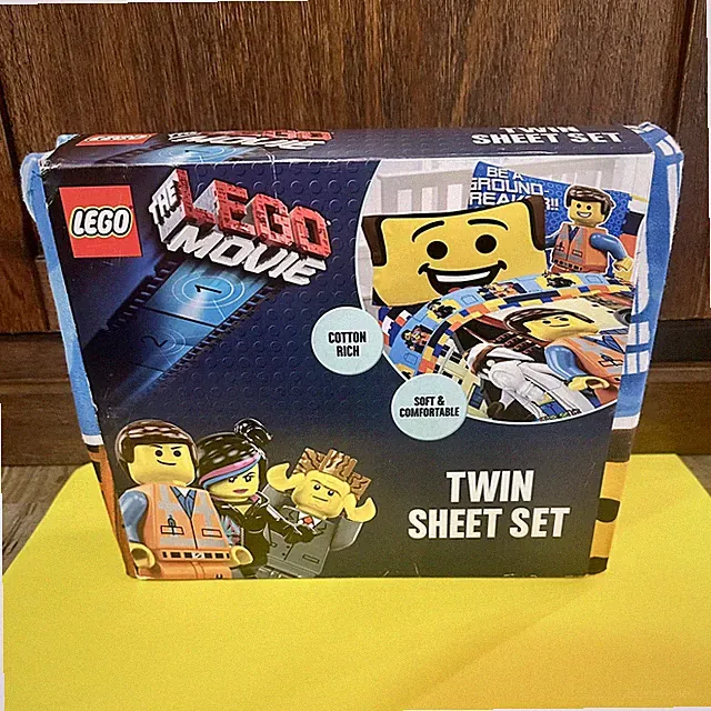 Twin FLAT & FITTED Sheet 2014 Lego Movie Cotton TWIN & PILLOW CASE Sheet Set