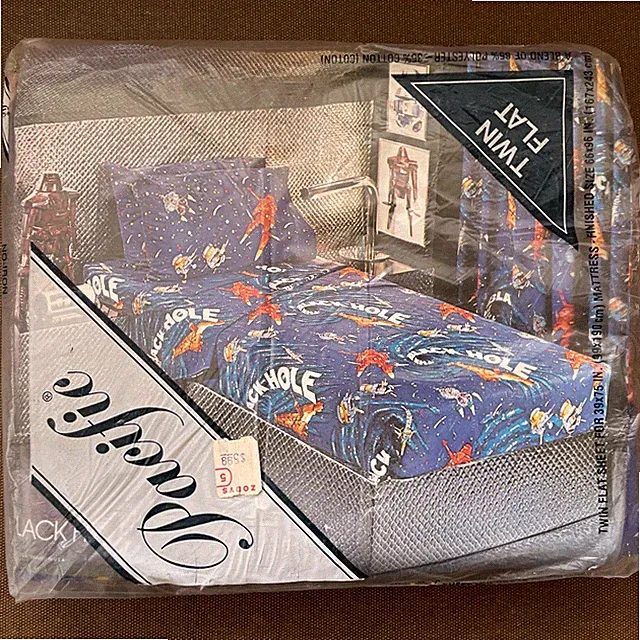 Unopened Vintage 79’ Disney Black Hole Movie Twin Flat Sheet Only Spaceships