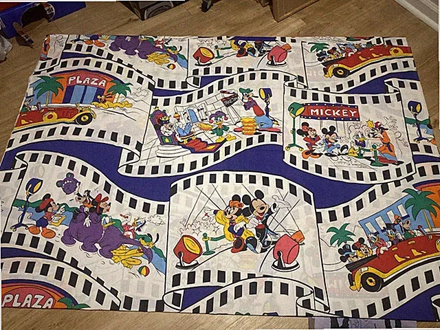 Vintage 90s DISNEY Hollywood Theme Movie Bed Flat Sheet 50x90 Rare
