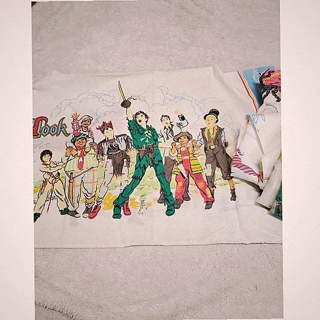 Vintage Hook Movie Peter Pan Retro Twin Bedding Flat Fitted Sheet Pillowcase Set