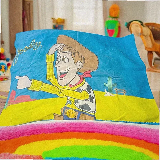 Vtg 90s Toy Story Buzz & Woody Twin Sheet Set Flat Fitted Sheets 1 Pillow Case