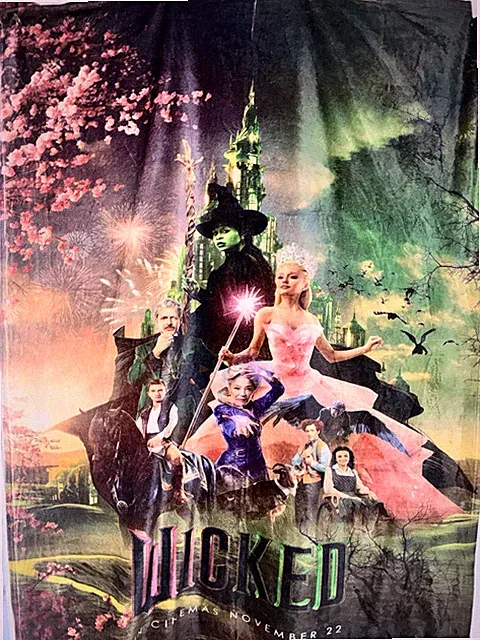 Wicked Movie Blanket, Plush Throw, 60x46 Inches, Cozy Home Decor