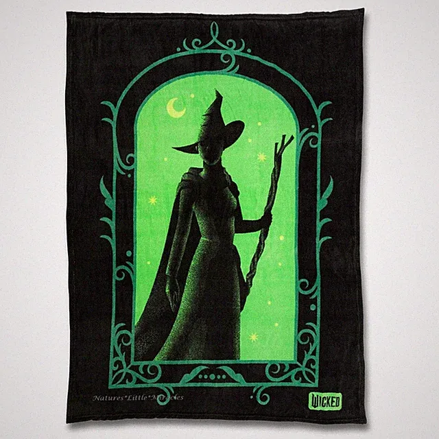 Wicked Movie Throw Blanket Elphaba Green Black Plush 46 x 60 Musical Witch NWT