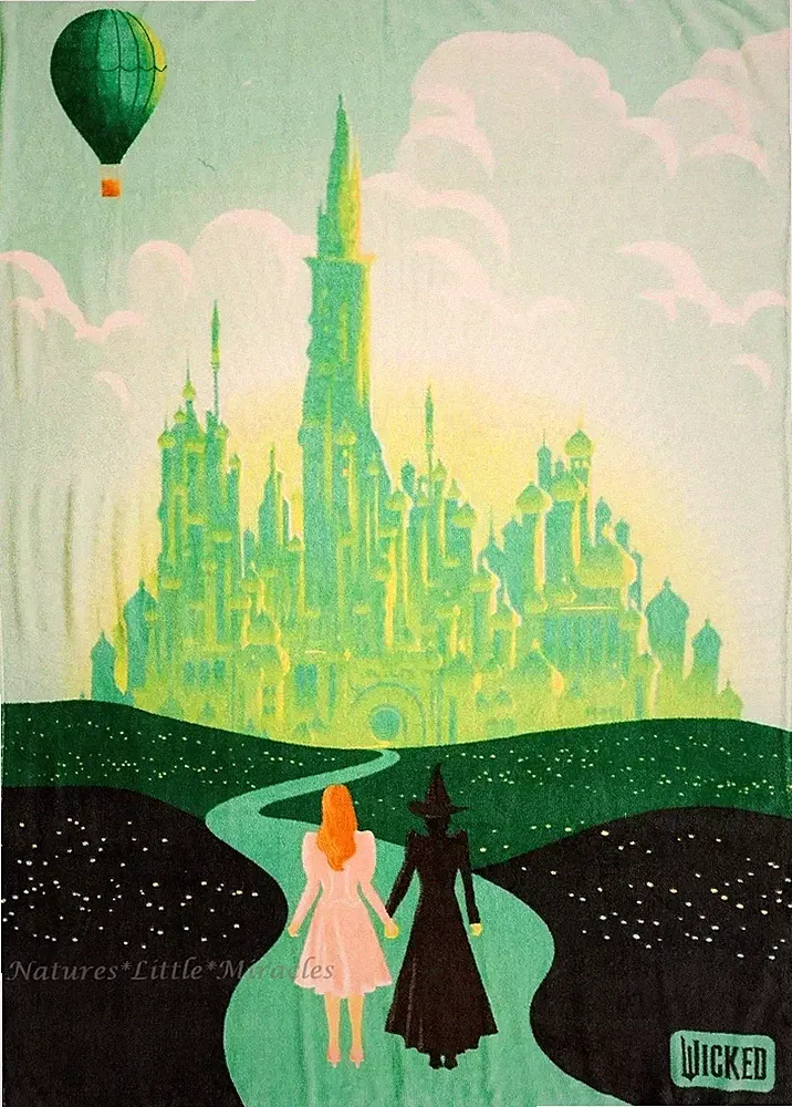 WICKED Movie Throw Blanket Plush Wizard of Oz Emerald City Elphaba Glinda NWT
