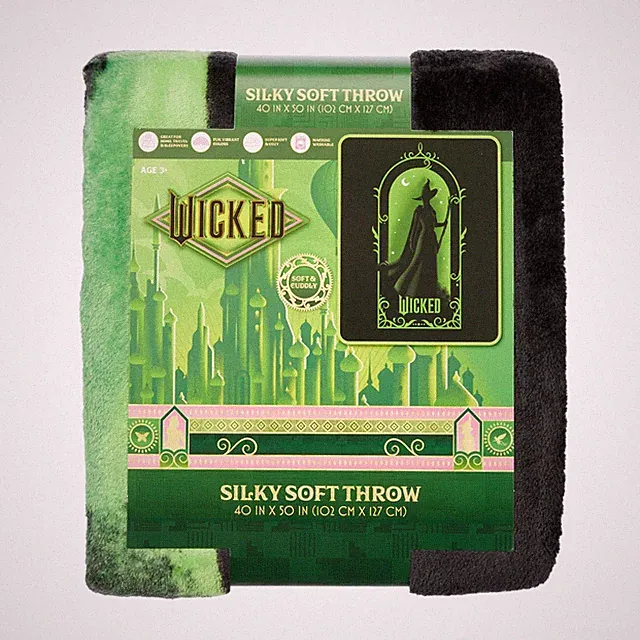WICKED MOVIE Witch Silky Soft Throw Cozy Winter Blanket 40 in X 50 in **READ**